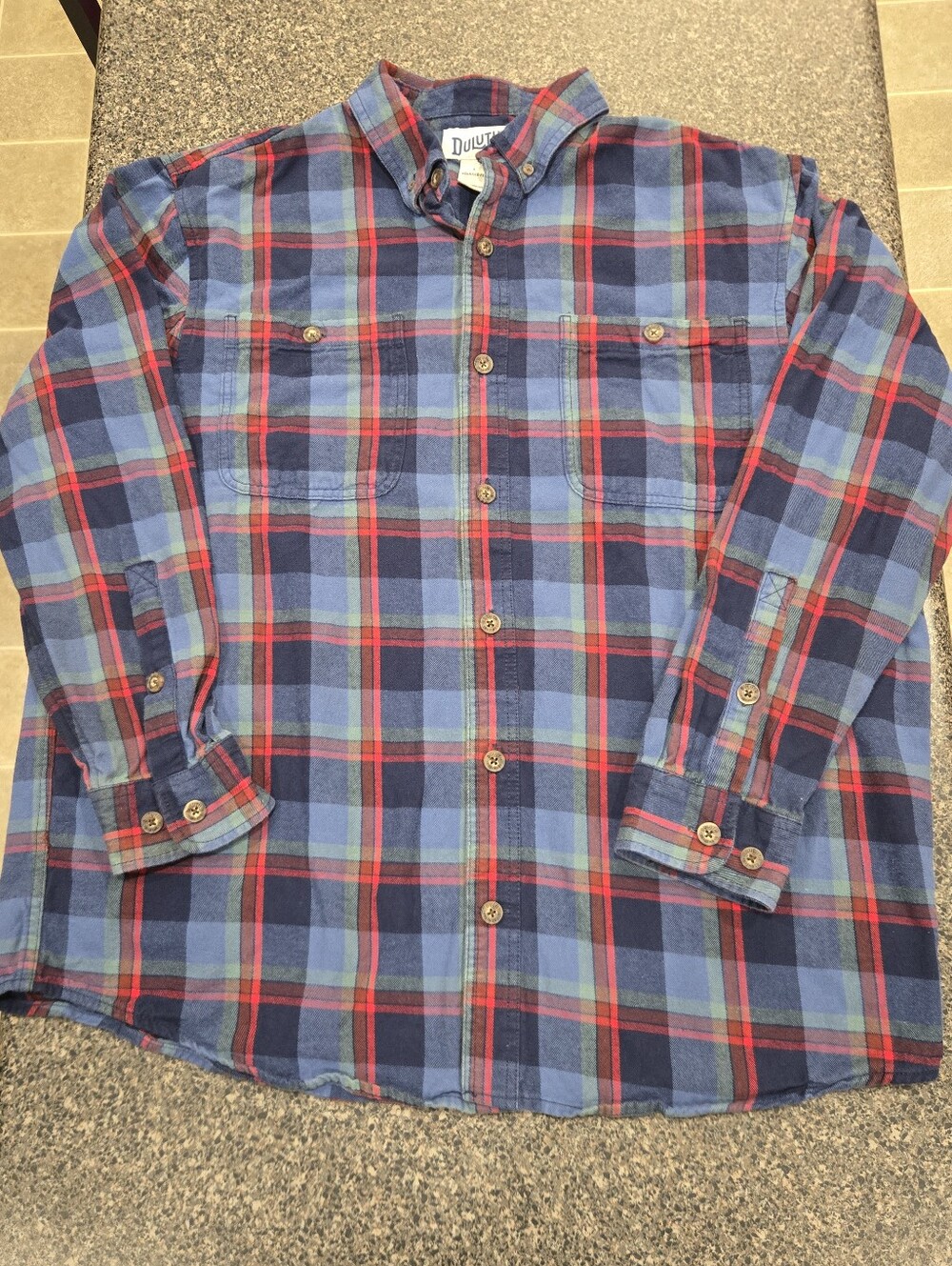 Duluth Trading Co Men’s L Relaxed Fit Plaid Cotton Flannel Shirt